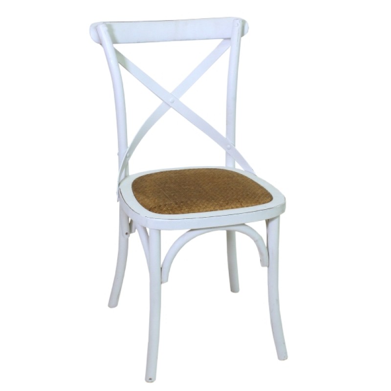 DINING CHAIR X BACK WHITE - CHAIRS, STOOLS